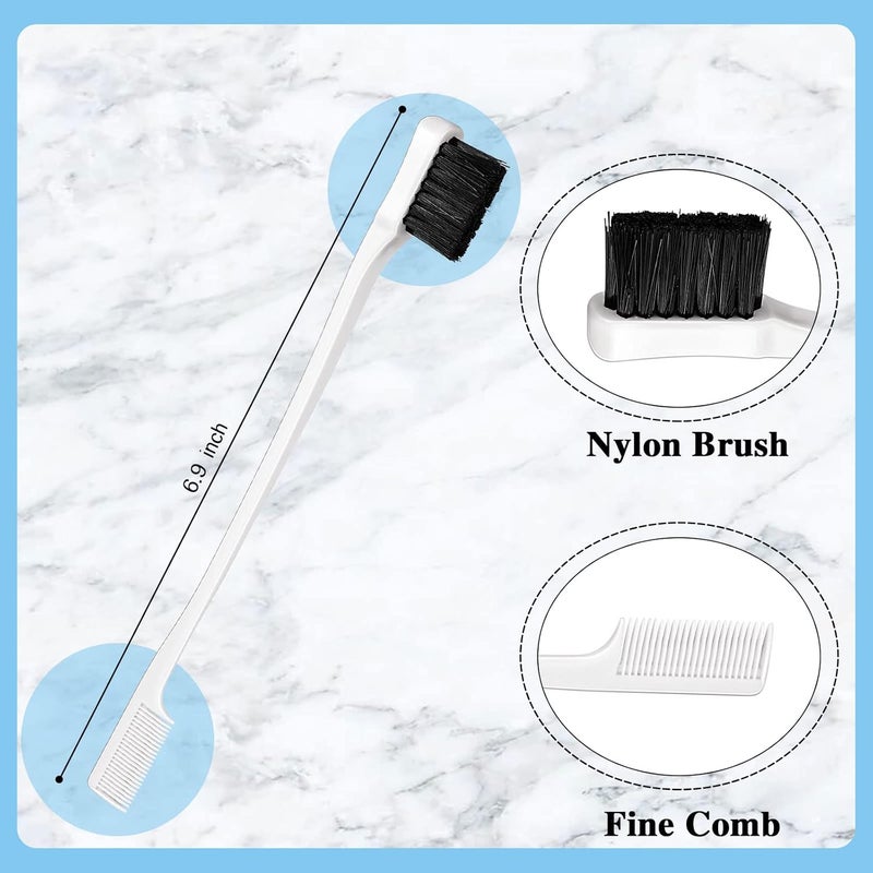Geiserailie 3 Pcs Slick Back Hair Brush Set Bristle Hair Brush Edge Control Brush Teasing Comb for Women Baby Kids' Black Hair (White) - Image 2