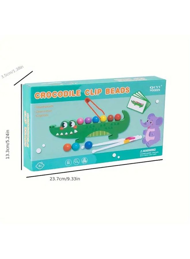 Alligator Wooden Bead Game Educational Toy Enhances Hand Eye Coordination Creativity - Image 2