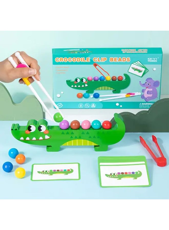 Alligator Wooden Bead Game Educational Toy Enhances Hand Eye Coordination Creativity - Image 3