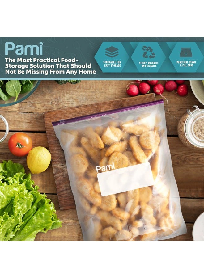PAMI Jumbo 2.5 Gallon Slider Storage Bags, 10-Pack Leakproof Reusable Freezer Bags with Expandable Bottom, Write-On Label, Food Safe Zipper Bags - Image 5