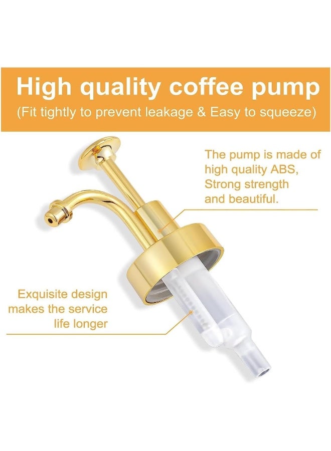 FUFU Coffee Syrup Dispenser for Coffee Bar, Coffee Pump Dispenser, Glass Syrup Bottle w. Pump, 12 oz 350 ml, Set of 2 (Gold) - Image 2