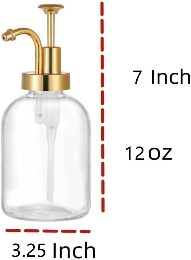 FUFU Coffee Syrup Dispenser for Coffee Bar, Coffee Pump Dispenser, Glass Syrup Bottle w. Pump, 12 oz 350 ml, Set of 2 (Gold) - Image 3