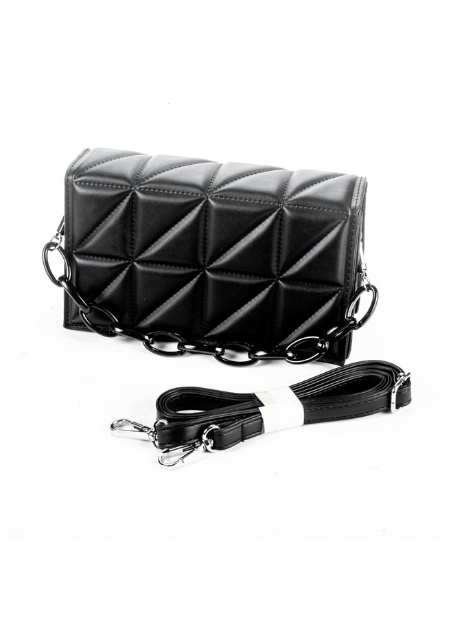 The Black Pearl Accessories Black Leather Shoulder & Cross  Body Bag - Image 3