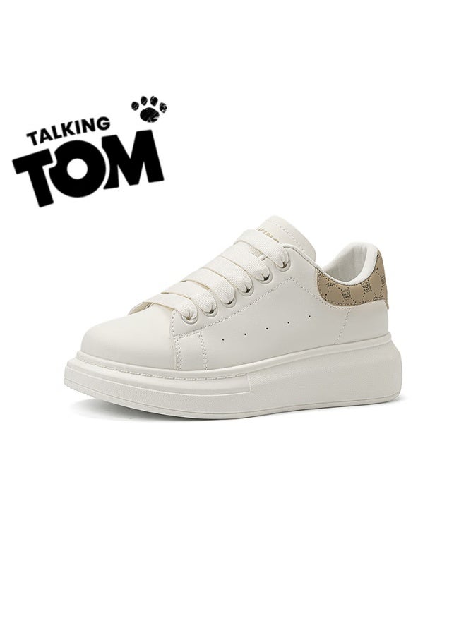 Talking Tom Uni White Shoes Couple Spring Autumn Thick-soled Fashion Casual Mcqueen Board Shoes Milky White Size 36 - Image 3