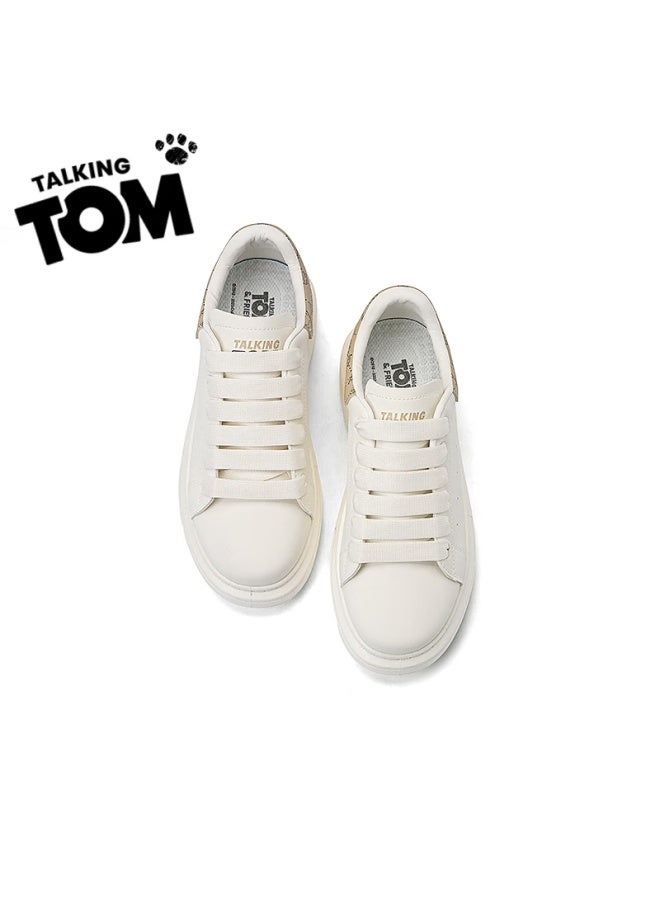 Talking Tom Uni White Shoes Couple Spring Autumn Thick-soled Fashion Casual Mcqueen Board Shoes Milky White Size 36 - Image 5