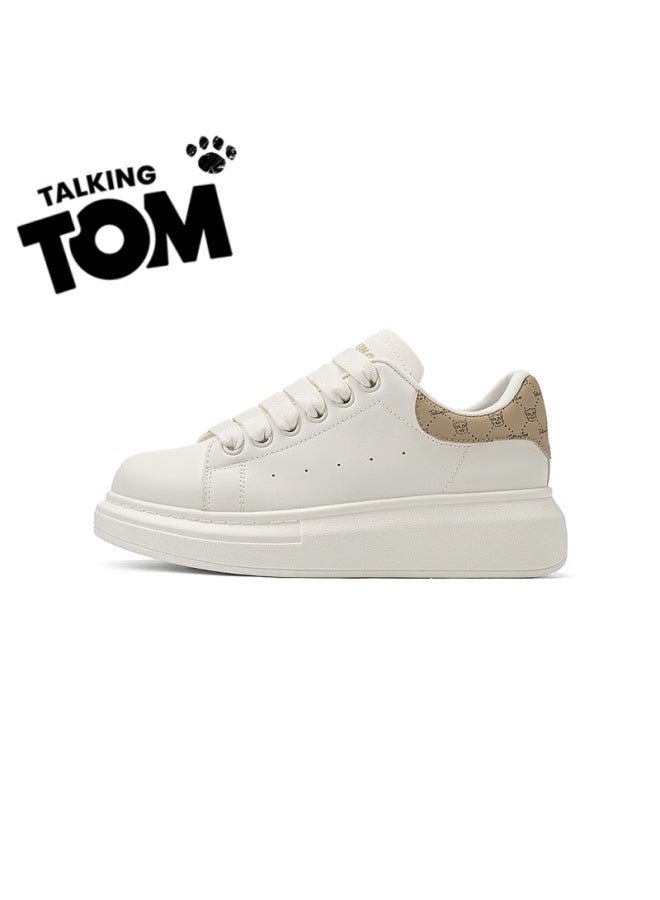 Talking Tom Uni White Shoes Couple Spring Autumn Thick-soled Fashion Casual Mcqueen Board Shoes Milky White Size 36 - Image 2