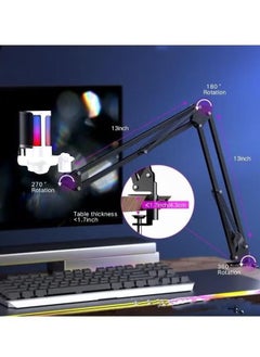 XiuWoo Gaming USB Microphone Podcast Condenser Mic with Boom Arm Pop Filter Mute Button for Streaming Online Chat Gamer White  - Image 4