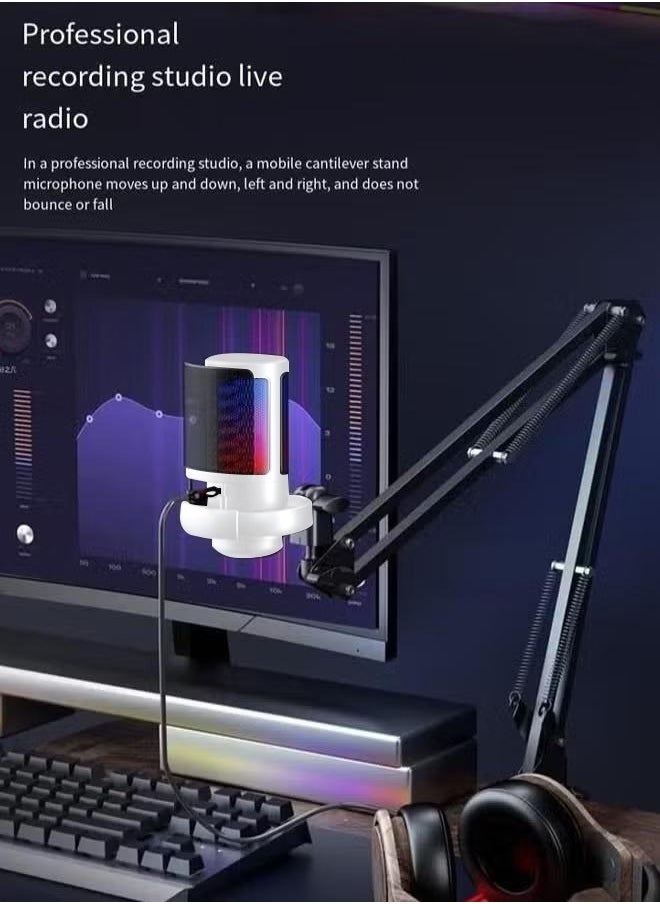 شو وو ميكروفون USB للألعاب، ميكروفون مكثف للبودكاست مع ذراع بوم، مرشح بوب، زر كتم الصوت لبث الدردشة عبر الإنترنت، أبيض  - Image 5