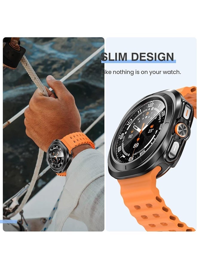 HL-Tech Samsung Galaxy Watch Ultra 2025/Galaxy Watch 7 Ultra 2024 Screen Protector Case 47mm Accessories, Protective Face Cover, Hard Bumper Built-in Tempered Glass Film(47mm, Black) - Image 5