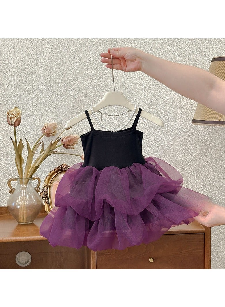 2–3Y Toddler Girl Princess Dress, Black and Lavender Tulle Layered Dress, Sleeveless Birthday Outfit, Baby Girl Dress for Eid, Wedding, Party, Family Photoshoot, Summer Wear, Fit for Height 100cm - Image 5