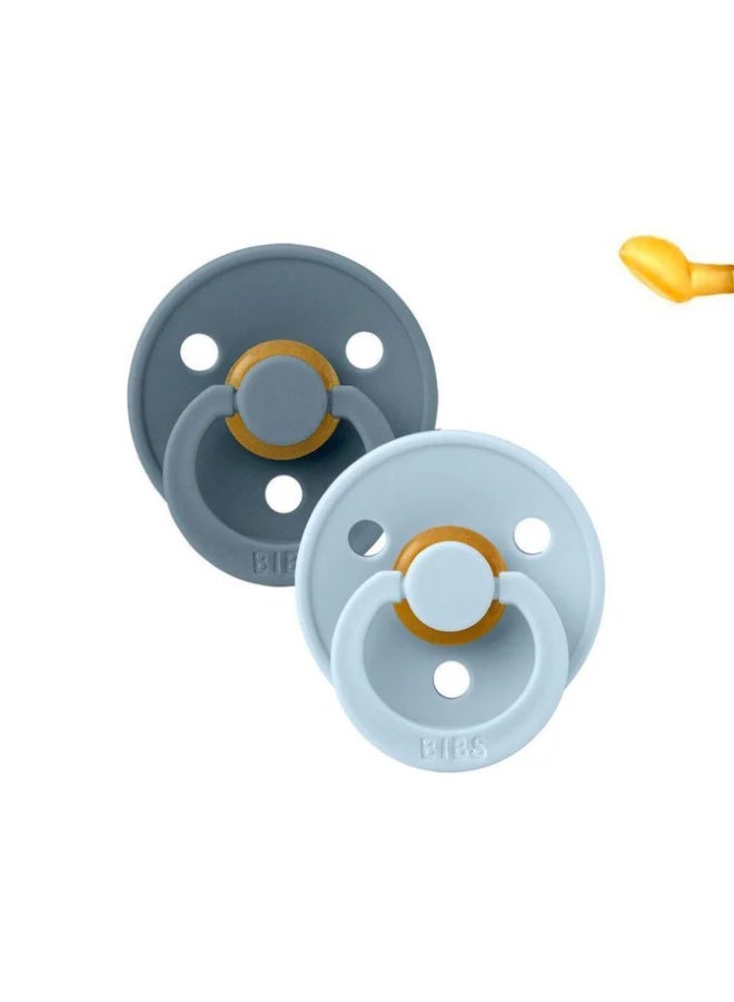 BIBS Pacifier Colour 2 PACK Latex Size 1 Anatomical Baby Blue/Petrol - Image 1