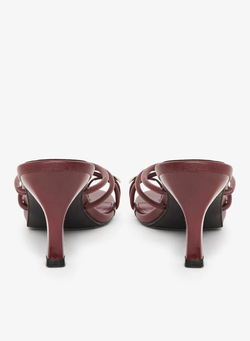 Styli Women Burgundy Strappy Stiletto Heel Sandals - Image 4