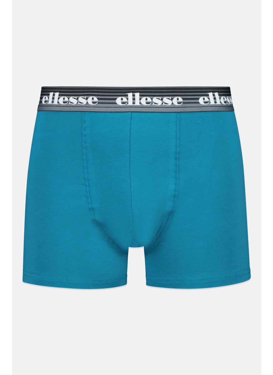 Ellesse Men 3 Pack Brand Logo Trunks, Grey/Black/Teal  - Image 5