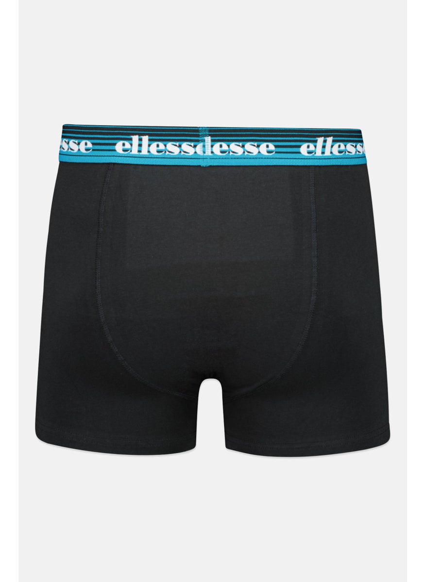 Ellesse Men 3 Pack Brand Logo Trunks, Grey/Black/Teal  - Image 2