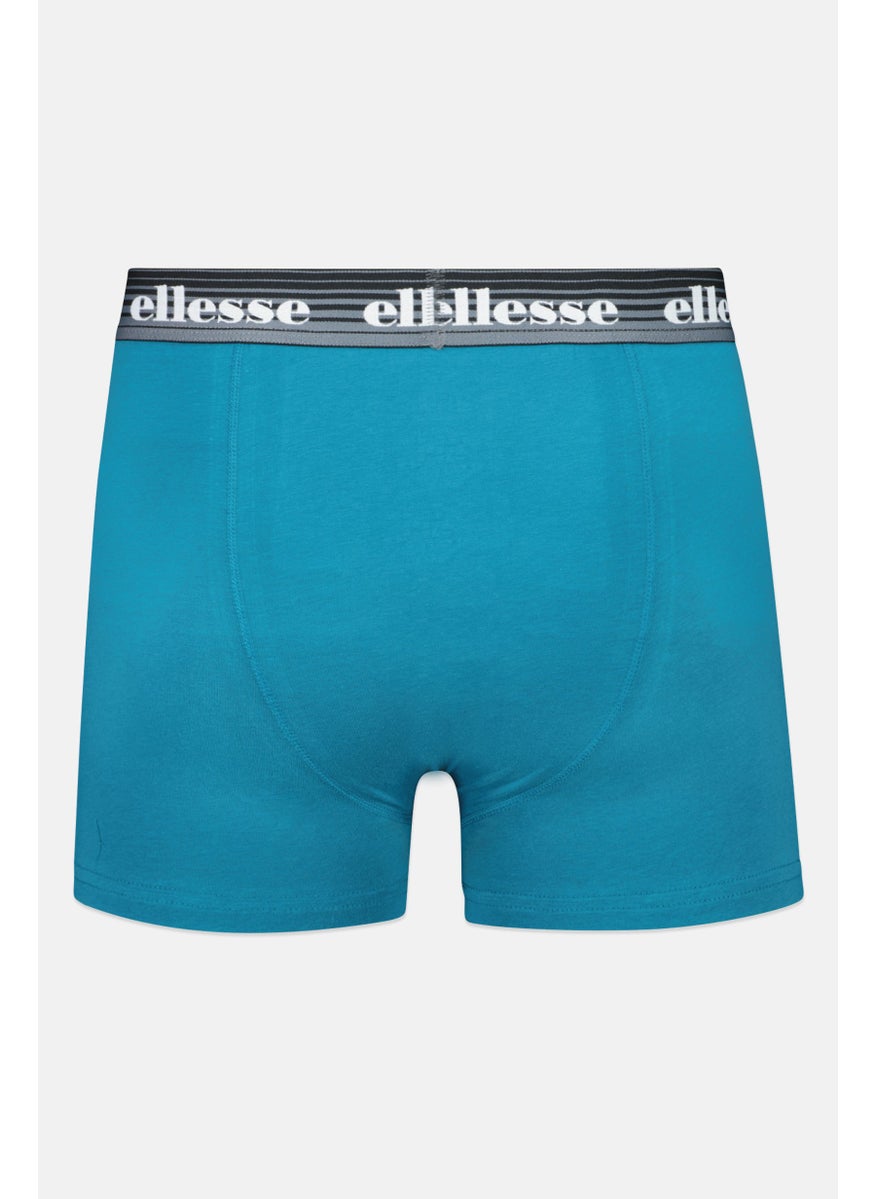 Ellesse Men 3 Pack Brand Logo Trunks, Grey/Black/Teal  - Image 3