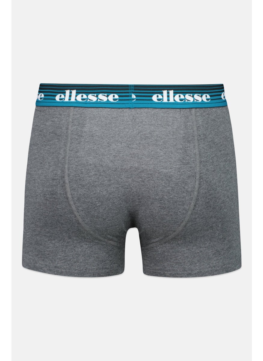 Ellesse Men 3 Pack Brand Logo Trunks, Grey/Black/Teal  - Image 4