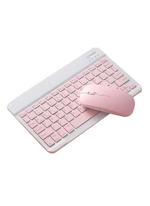 Universal Wireless Keyboard & mouse combo with English ultra slim design compatible with Android Apple iPad IOS Windows & Mac(Pink)