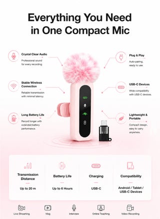 Professional Wireless Lavalier Microphone for iPhone  iPad, Android - 2-Pack with USB-C Interface for Clear Recording, Supports Live Streaming, YouTube, TikTok - view 3