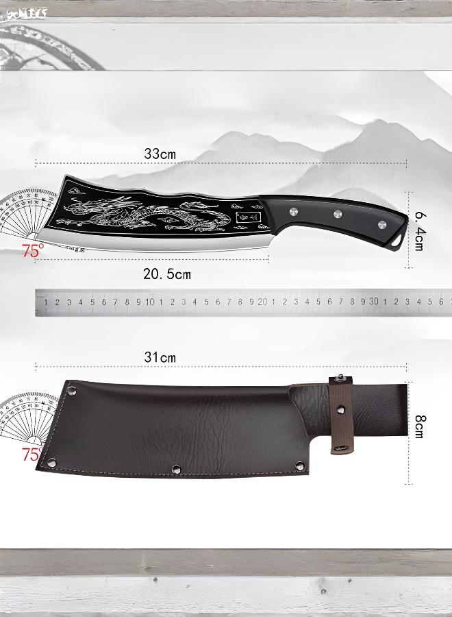 Professional Bone Chopping Cleaver with Protective Sheath - Image 1