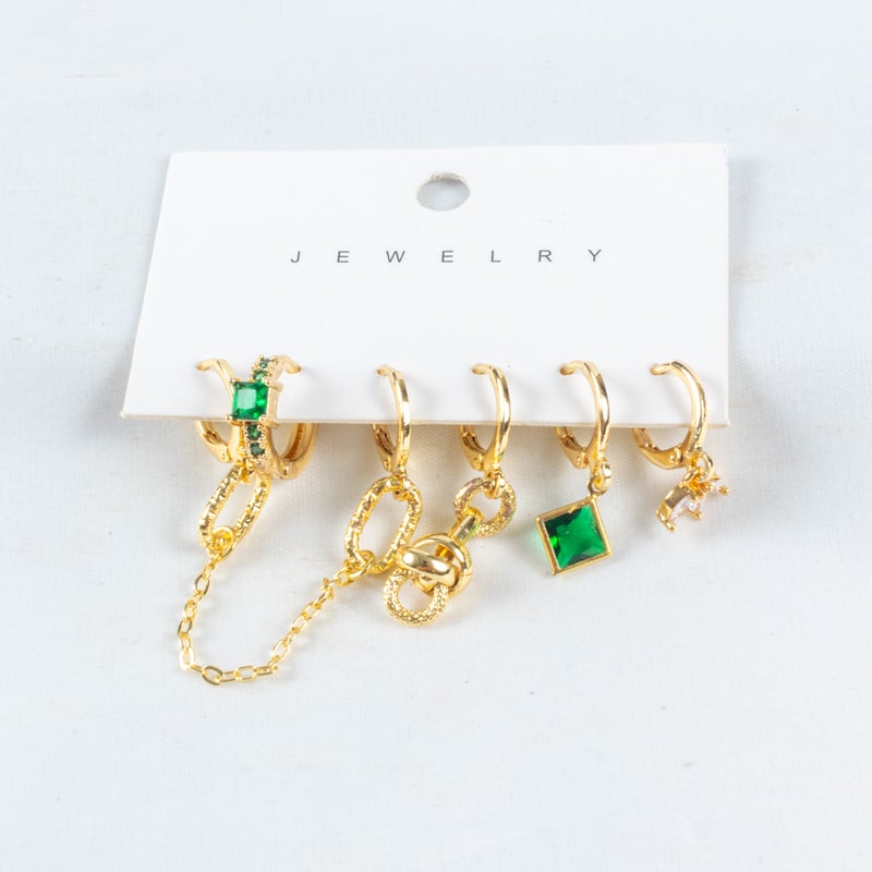 The Black Pearl Accessories Set of 6 Golden Zirconic Stainless Steel Peircing