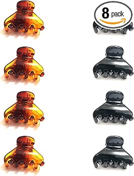 8pcs Set of Hair Claw Clips Clamps Durable Plastic Hair Clips Pins Grips Womens Girls Hair Accessories 4pcs Black and 4pcs Brown 25cm - Image 1