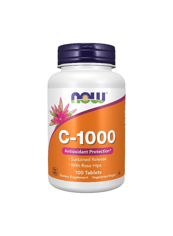 Now Foods Vitamin C-1000 Sustained Release with Rose hip, 100 Tablets - Image 1