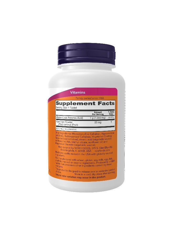 Now Foods Vitamin C-1000 Sustained Release with Rose hip, 100 Tablets - Image 2