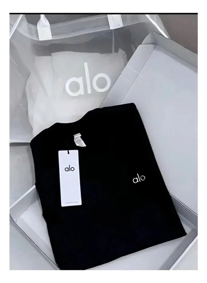 Alo Yoga Relaxed Fit Cotton Blend Round Neck Short Sleeve T-Shirt - Image 1