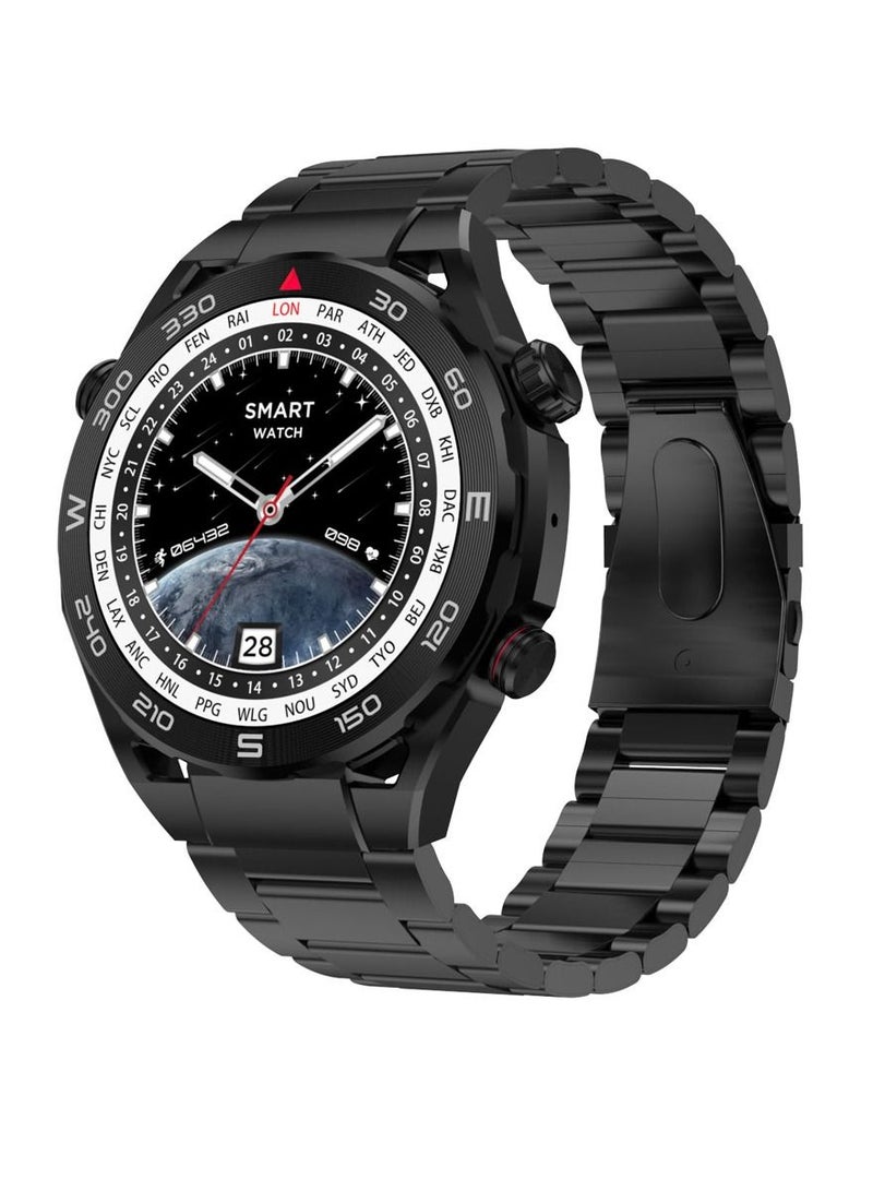 Modio MR31 1.43 Inch HD Display Smart Watch With IP67 Waterproof Wireless Charging And 4 Pair Strap For Men's and Boys Black - Image 1