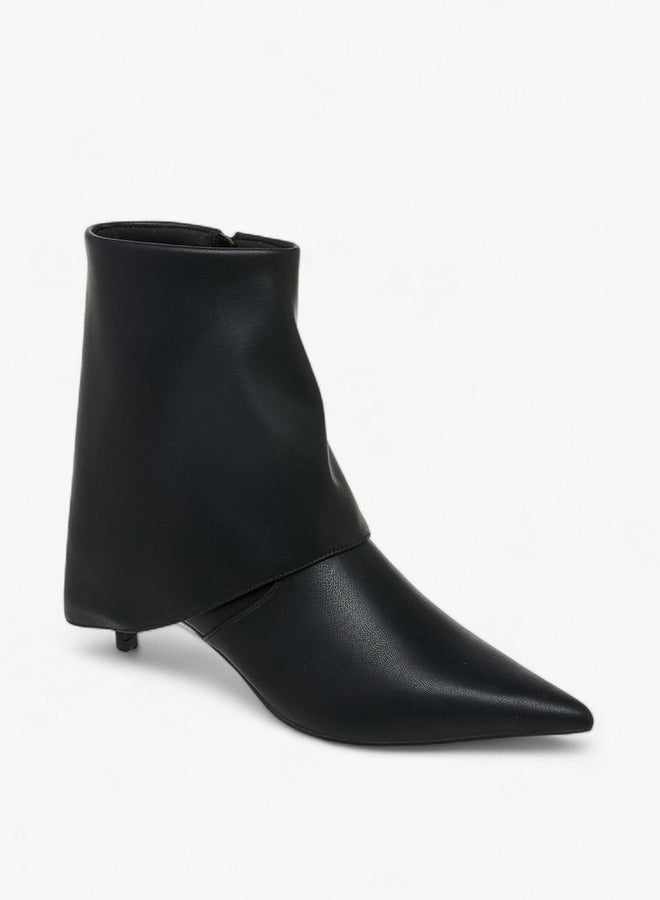 Celeste Women's Solid Ankle Boots with Zip Closure and Kitten Heels - Image 2