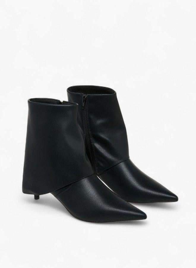 Celeste Women's Solid Ankle Boots with Zip Closure and Kitten Heels - Image 3