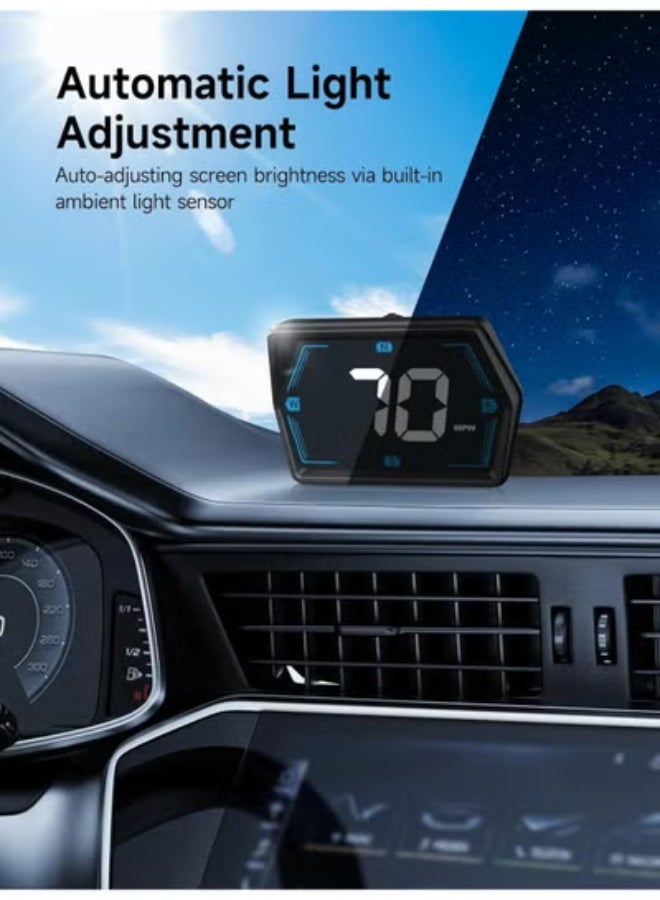 Car HUD Digital Speedometer Head-Up Display with Compass, Overspeed Alert & Auto Brightness, Plug & Play, Compatible with All Vehicles - Image 4