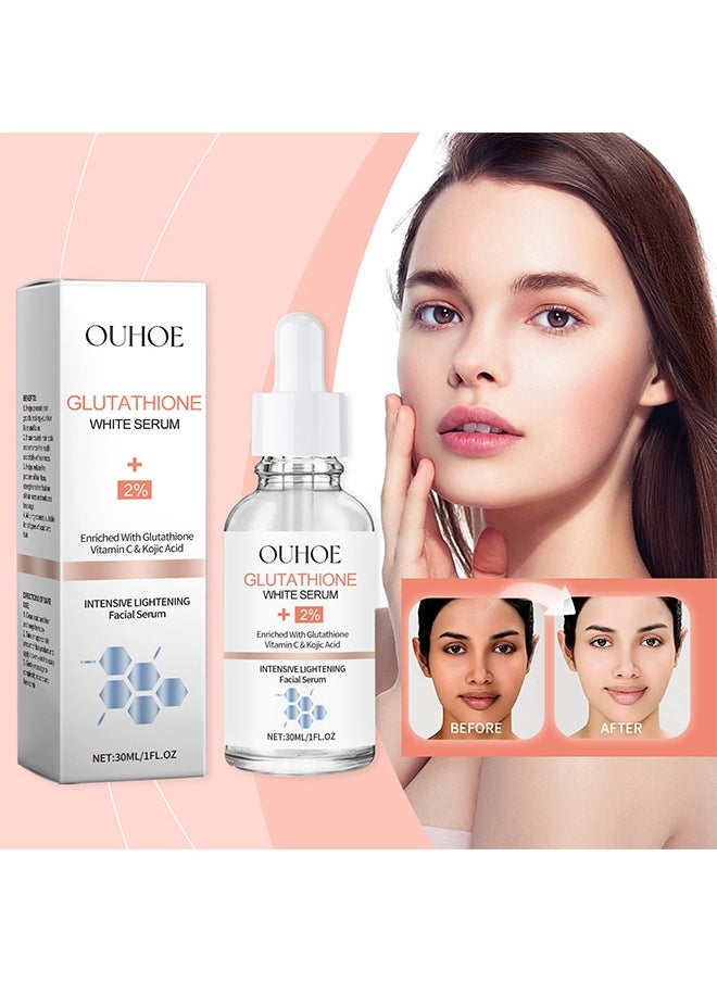 OUHOE - Glutathione White Serum, Intensive Lightening Facial Serum Whitening The Skin Diminish Sunburn And Dark Spots 30ML - Image 1