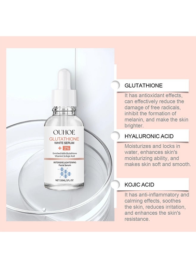 OUHOE - Glutathione White Serum, Intensive Lightening Facial Serum Whitening The Skin Diminish Sunburn And Dark Spots 30ML - Image 1