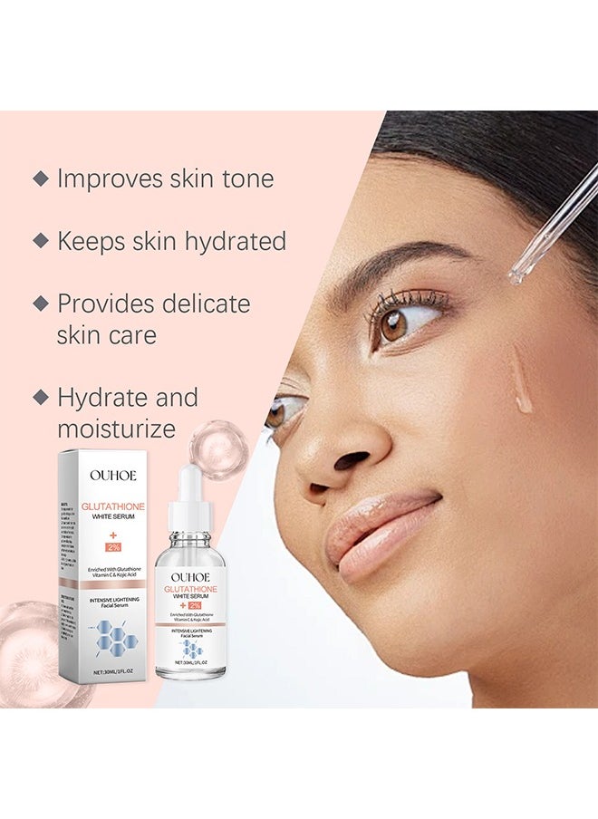 OUHOE - Glutathione White Serum, Intensive Lightening Facial Serum Whitening The Skin Diminish Sunburn And Dark Spots 30ML - Image 1