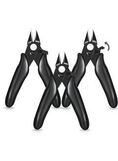 Y&D 3 Pcs 3.5 Inch Micro Cutter With Lock Flush Mini Wire Cutters Side Diagonal Cutting Pliers Small Cut Jewelers Tools Soft Snips Nippers For Electronic, Model, Black  - Image 1