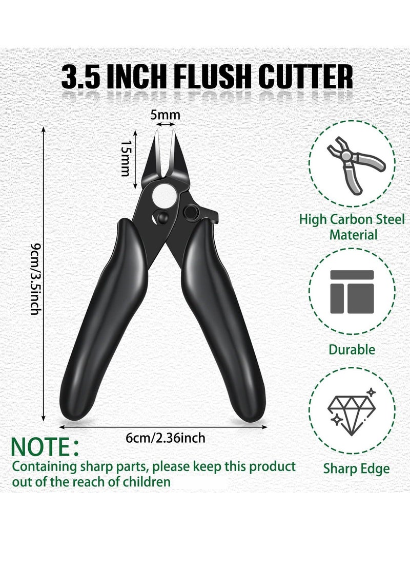 Y&D 3 Pcs 3.5 Inch Micro Cutter With Lock Flush Mini Wire Cutters Side Diagonal Cutting Pliers Small Cut Jewelers Tools Soft Snips Nippers For Electronic, Model, Black  - Image 2