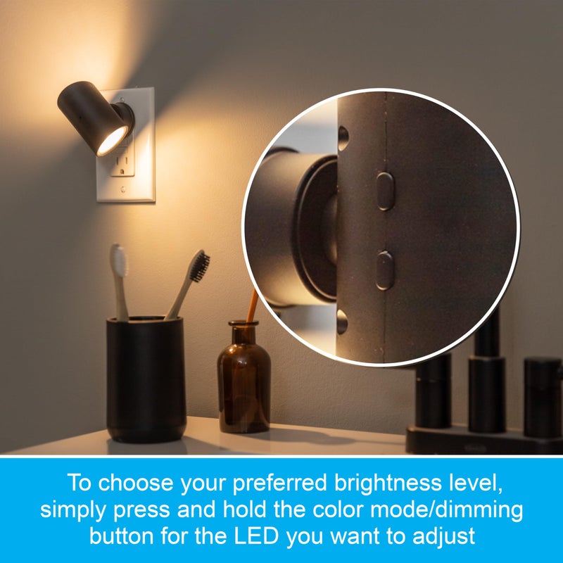 GE Directional Swivel Sconce Night Light, Plug-in, Color-Changing & Dimmable, Warm White, Dusk-to-Dawn Sensor, Adjustable for Hallway, Bedroom, Stairway â€“ 2 Pack 83591 - Image 4