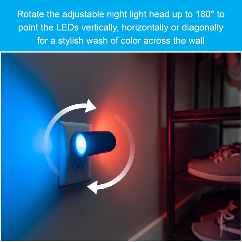 GE Directional Swivel Sconce Night Light, Plug-in, Color-Changing & Dimmable, Warm White, Dusk-to-Dawn Sensor, Adjustable for Hallway, Bedroom, Stairway â€“ 2 Pack 83591 - Image 3