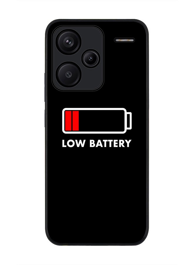 Stylizedd Rugged Black Edge Case for Xiaomi Redmi Note 13 Pro Plus, Slim fit Case Flexible Anti Drop TPU Gel Thin Cover -  Low Battery - Image 1