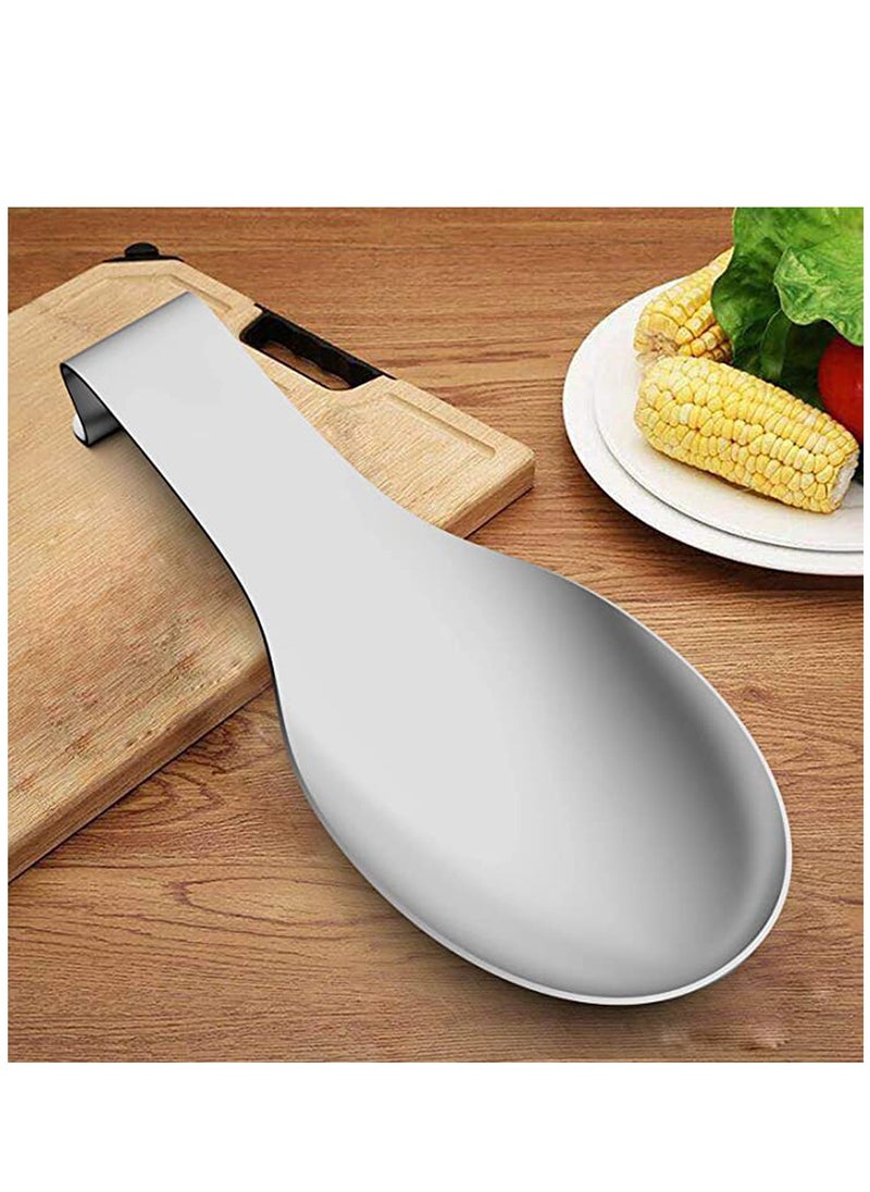 KASTWAVE Stainless Steel Spoon Rest Set of 4, Large patula Ladle Holder, Spoon Rest Holder, Dishwasher Safe  - Image 3
