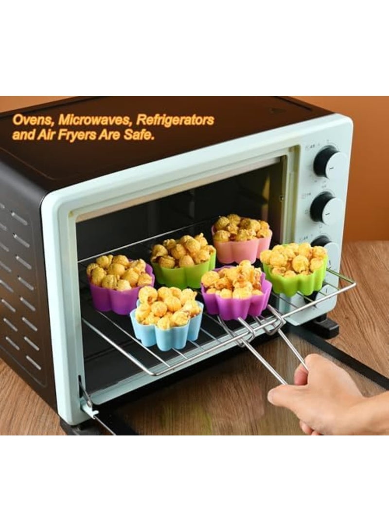 Barakah Reusable Silicone Baking Cups, Non-Stick Silicone Cupcake Liners for Baking, Multi-Flower Shapes Muffin Molds, 5cm Diameter, Multicolor Pack of 36, Ideal for Baking, Crafts, and Food Dividers - Image 5