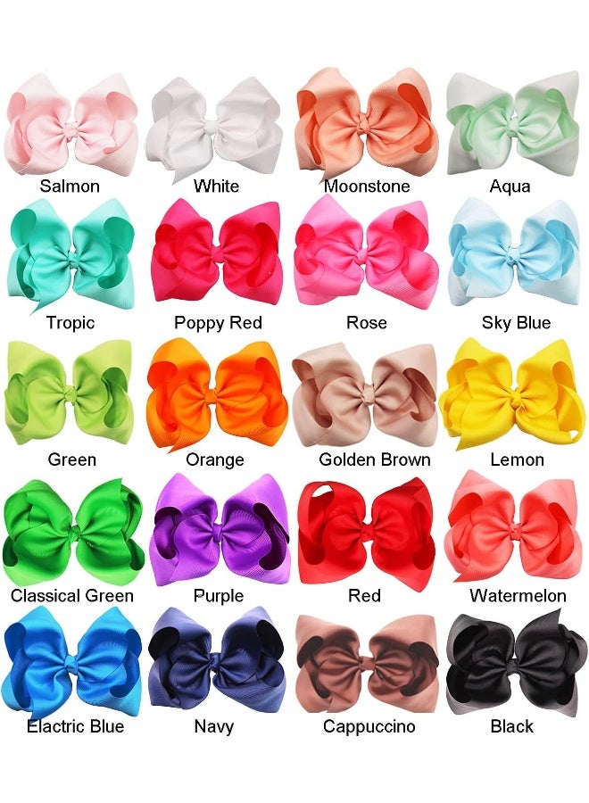 DeD 20 Pcs 8" Hair Bows Clips Boutique Grosgrain Ribbon Big Large Bows Alligator Hair Accessories For Baby Girls Teens Kids - Image 2
