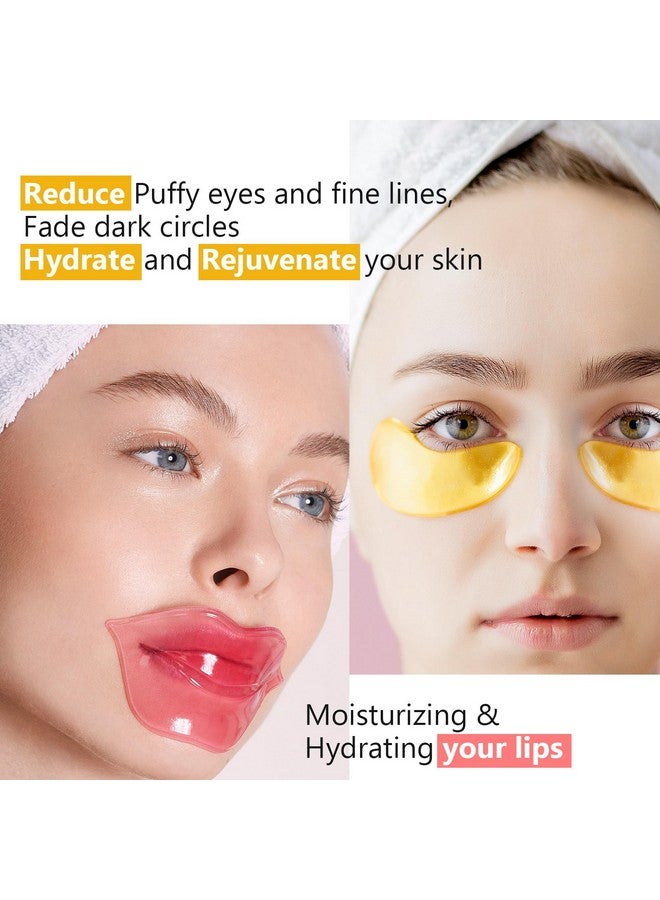 Permotary Permotary 15 Pairs Collagen Eye Mask and 15 Pcs Mositurizing Lip Mask, Under Eye Patches and Lip Pads, Crystal Patches Set for Wrinkles, Moisturizing, Reducing Fine Lines & Dark Circles - Image 2