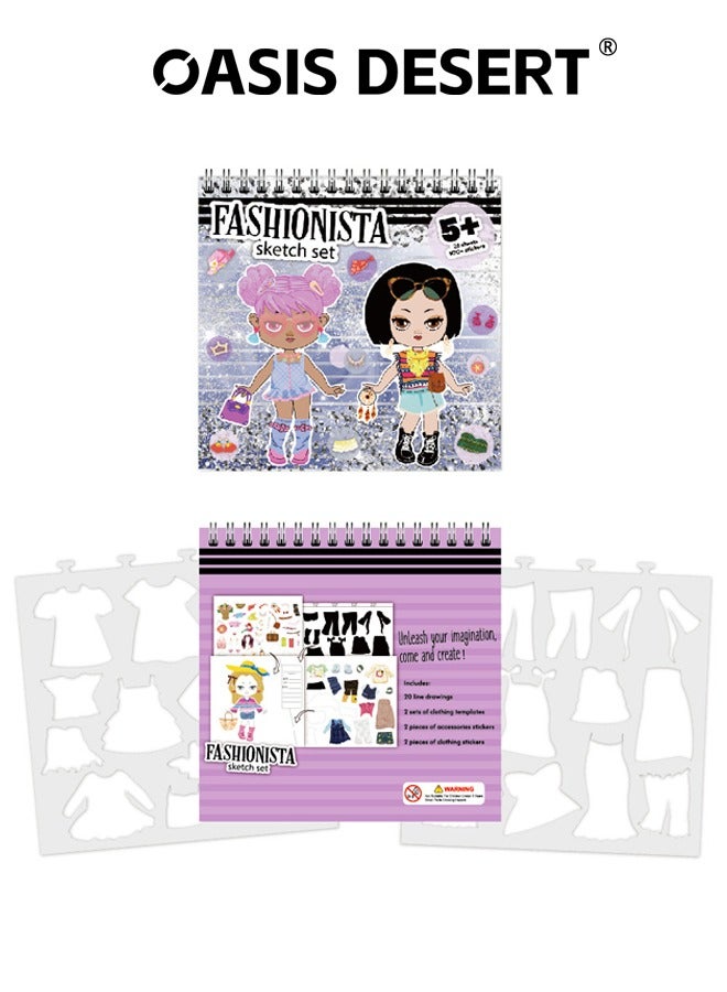 صحراء الواحة مجموعة كتب الموضة DIY ملصقات تلوين ملابس الموضة مجموعة ملصقات رسم أزياء للبنات - Image 1