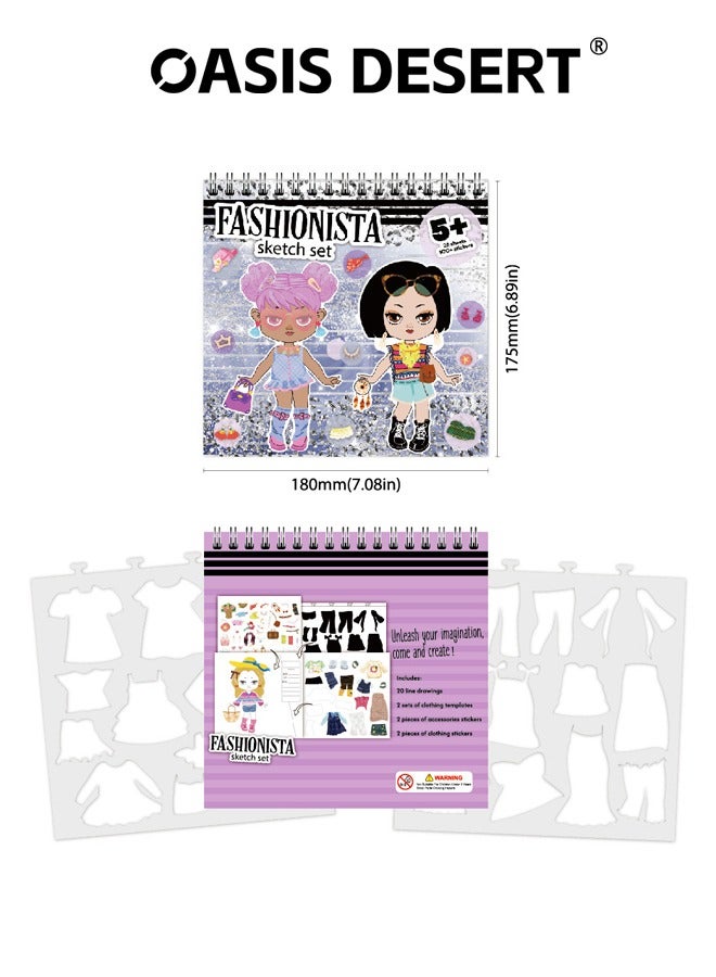 صحراء الواحة مجموعة كتب الموضة DIY ملصقات تلوين ملابس الموضة مجموعة ملصقات رسم أزياء للبنات - Image 5