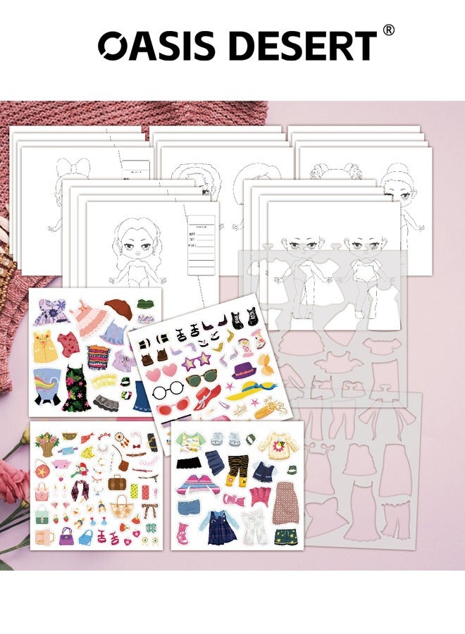 صحراء الواحة مجموعة كتب الموضة DIY ملصقات تلوين ملابس الموضة مجموعة ملصقات رسم أزياء للبنات - Image 4