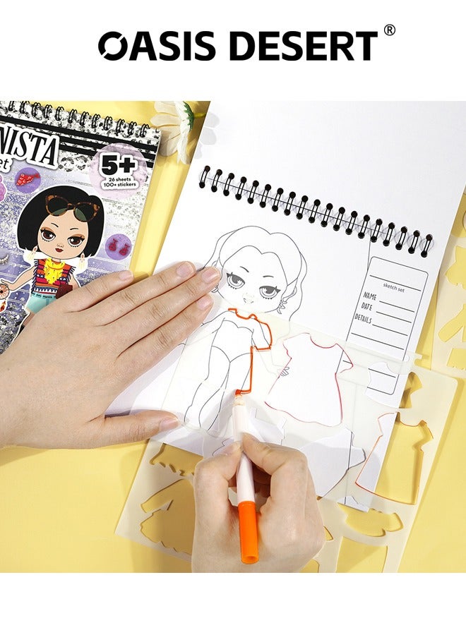 صحراء الواحة مجموعة كتب الموضة DIY ملصقات تلوين ملابس الموضة مجموعة ملصقات رسم أزياء للبنات - Image 3