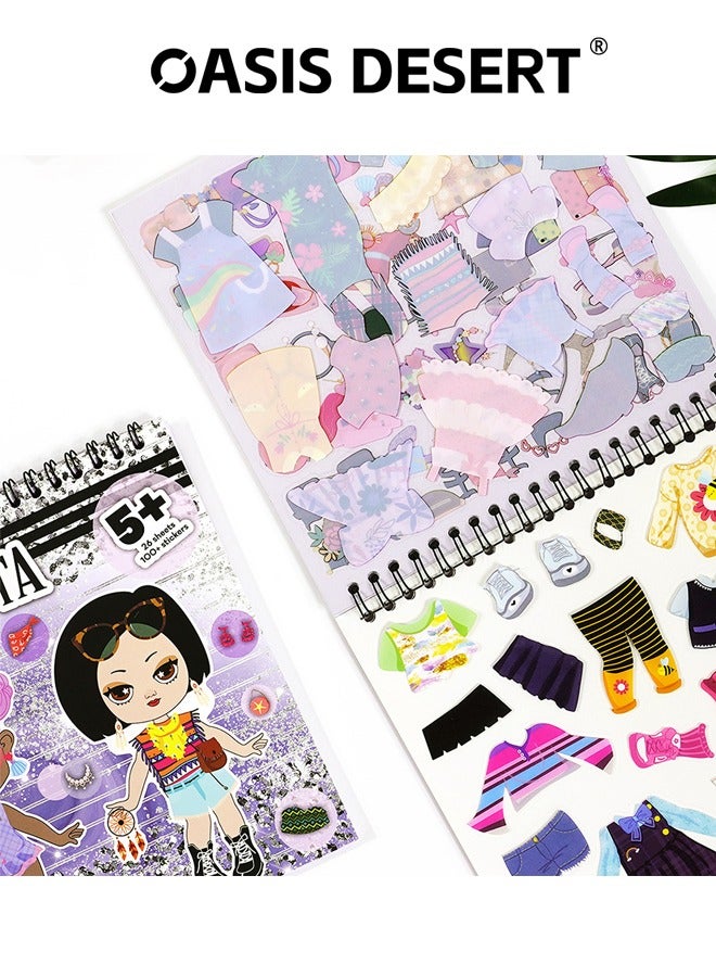 صحراء الواحة مجموعة كتب الموضة DIY ملصقات تلوين ملابس الموضة مجموعة ملصقات رسم أزياء للبنات - Image 2