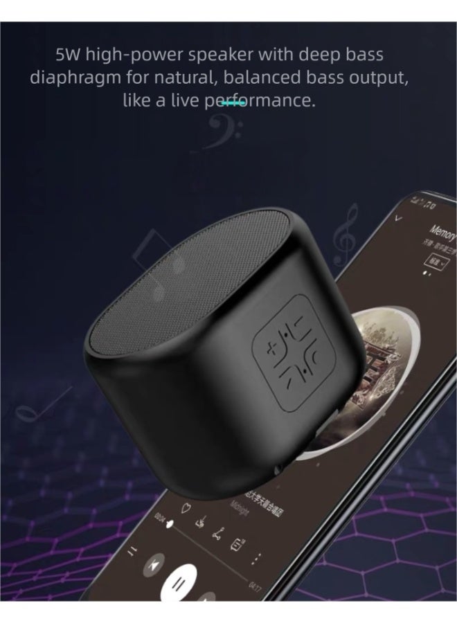 B62 Portable Bluetooth Speaker TWS Stereo Pairing 24H Playtime HD Sound With Bass Subwoofer TF Card USB Flash Support Built In Mic For Outdoor Home Car Mini Wireless Audio Box Black - Image 3